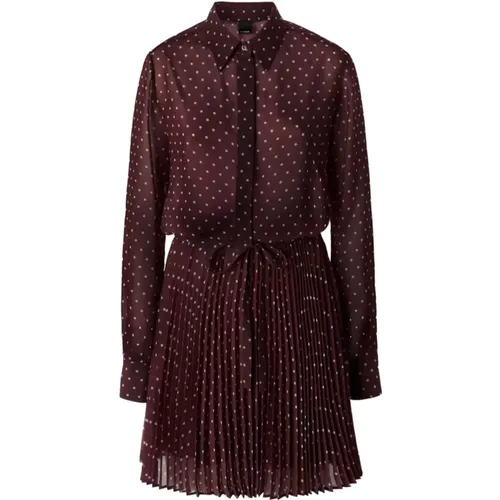 Bordeaux Polka Dot Flared Dress , female, Sizes: M - pinko - Modalova