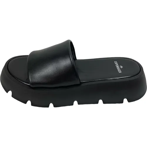 Schwarze Leder-Plateausandale , Damen, Größe: 39 EU - Copenhagen Shoes - Modalova