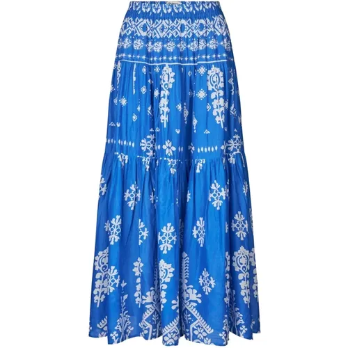 Sunset Skirt Blue Flounce Cotton , female, Sizes: XL, M, L - Lollys Laundry - Modalova