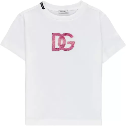 Weiße Baumwoll-T-Shirt mit Logo - Dolce & Gabbana - Modalova