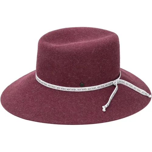 Elegant and Sophisticated Burgundy Felt Hat , female, Sizes: L, M - Maison Michel - Modalova