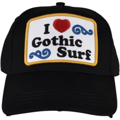 Gothic Surf Bestickte Kappe , Herren, Größe: ONE Size - Dsquared2 - Modalova