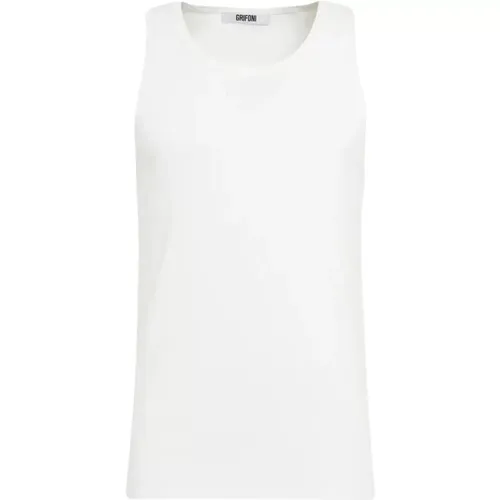 Ribbed Tank Top with Wide Straps , male, Sizes: L - Mauro Grifoni - Modalova