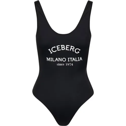 Einteiliger Badeanzug mit Logo-Druck,Einteiliger Badeanzug mit Logo-Print - Iceberg - Modalova
