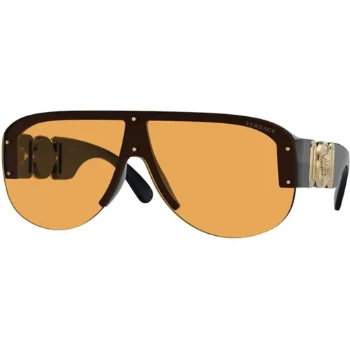 Stilvolle Schwarze Orange Sonnenbrille - Versace - Modalova