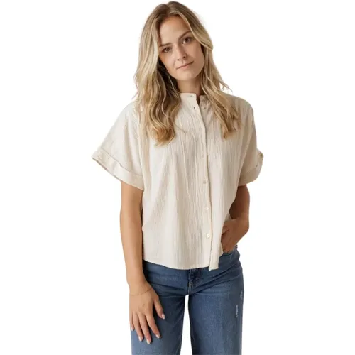 Alex Rib Bluse Off White , Damen, Größe: XS - By-Bar - Modalova