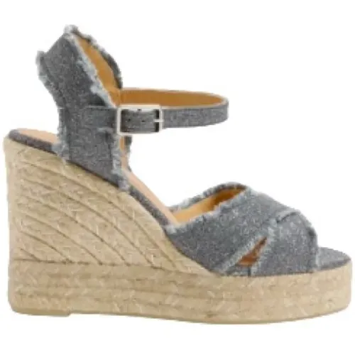 Gekreuzte Riemen Dunkelgrau Silber Espadrille , Damen, Größe: 38 EU - Castañer - Modalova