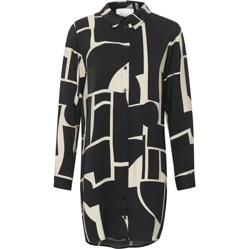 Graphic Print Long Sleeve Shirt , female, Sizes: L, XS - My Essential Wardrobe - Modalova