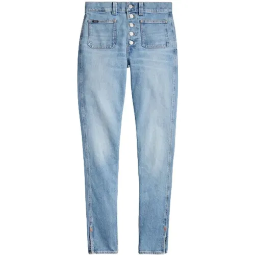 High Waist Jeans mit Knopfleiste , Damen, Größe: W24 - Polo Ralph Lauren - Modalova