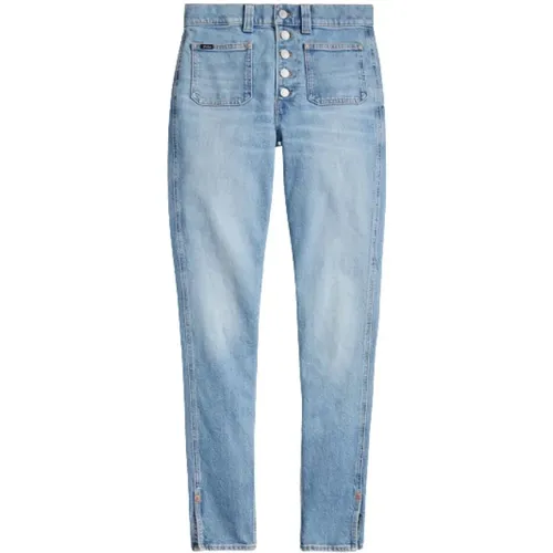 High Waist Jeans mit Knopfleiste , Damen, Größe: W28 - Polo Ralph Lauren - Modalova