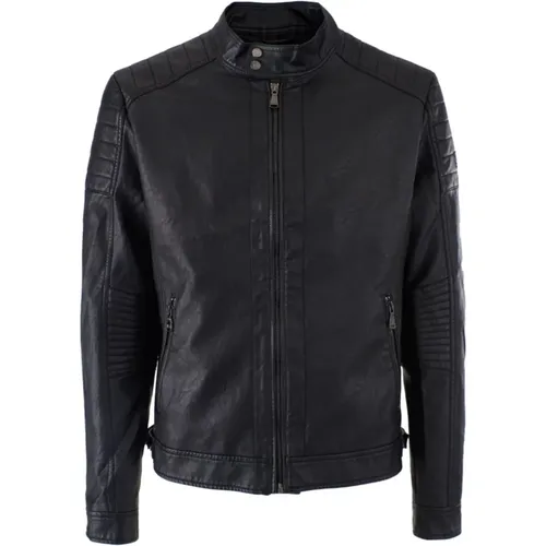 Mens Biker Jacket in Faux Leather , male, Sizes: M, XL - YES ZEE - Modalova