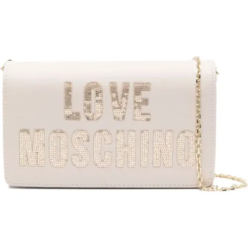 Sequin Logo Eco-Leder Tasche , Damen, Größe: ONE Size - Love Moschino - Modalova