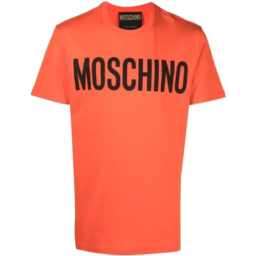 Cotton T-shirt with Logo Print , male, Sizes: S - Moschino - Modalova