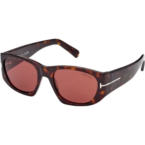 Dark Havana Square Sunglasses Ft0987-52S , female, Sizes: 53 MM - Tom Ford - Modalova