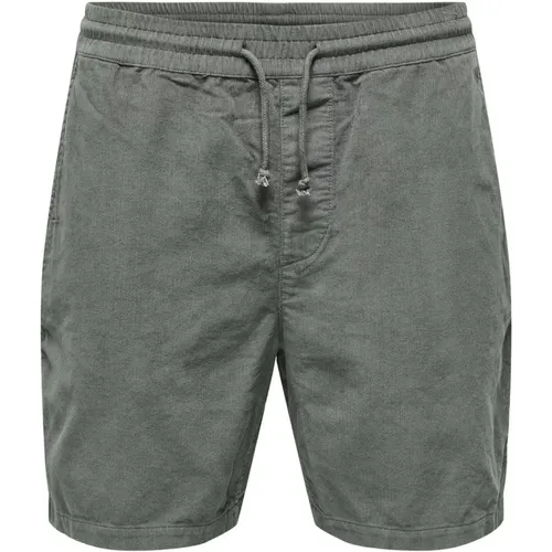 Cord-Shorts Komfort Fit Kordelzug , Herren, Größe: L - Only & Sons - Modalova