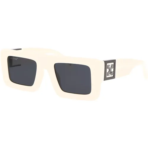 Off , Stilvolle Leonardo Sonnenbrille für den Sommer , unisex, Größe: 51 MM - Off White - Modalova