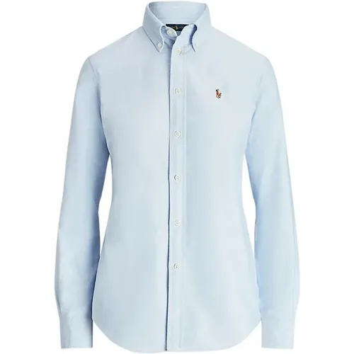 Blaues Langarm Polo Shirt , Damen, Größe: XL - Ralph Lauren - Modalova