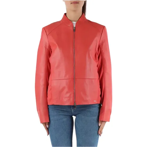 Leather Jacket with Korean Collar , female, Sizes: S, M, L - Rino&Pelle - Modalova