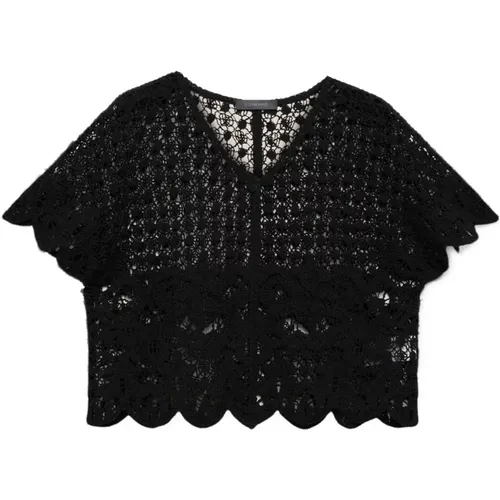 Short Crochet Cardigan , female, Sizes: L, M, S - Elena Mirò - Modalova