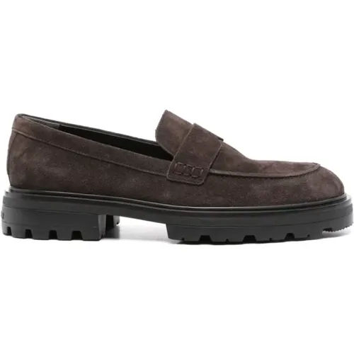 Flat shoes in suede leather , male, Sizes: 7 UK, 8 UK, 5 1/2 UK, 4 UK, 10 UK, 5 UK, 7 1/2 UK, 6 1/2 UK, 10 1/2 UK, 11 UK, 9 1/2 UK - Hogan - Modalova