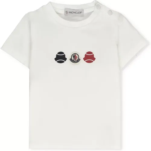 Baby Jungen Weißes Baumwoll-T-Shirt mit Logo - Moncler - Modalova