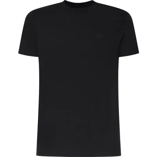 Schwarzes Baumwoll-T-Shirt Runder Kragen Kurze Ärmel , Herren, Größe: 2XL - Emporio Armani - Modalova