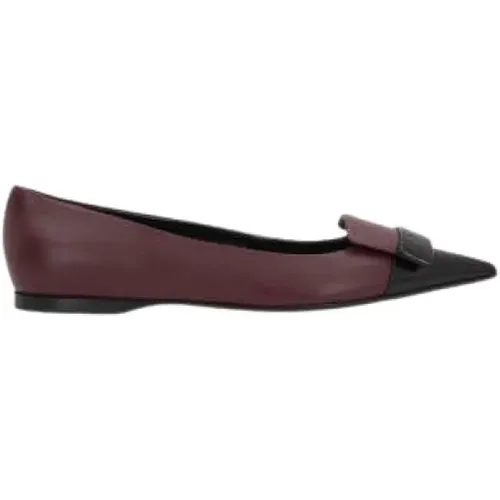 Burgundy Leather Ballerina Flats , female, Sizes: 5 UK, 7 UK, 5 1/2 UK, 4 UK, 3 1/2 UK - Sergio Rossi - Modalova