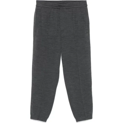 Grey Wool Blend Trousers with Elasticated Waistband , male, Sizes: L, XS, 2XL, XL - Emporio Armani - Modalova