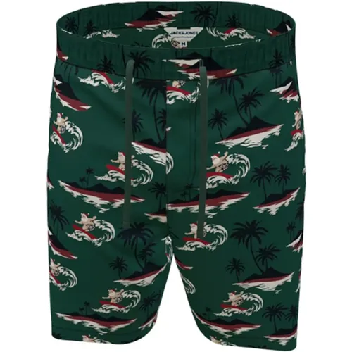 Jack Jones Shorts Kurze Hose Jpstjeff Jjjogger Shorts Xmas AKM mit Tunnelzug und Print-Motiv - jack & jones - Modalova