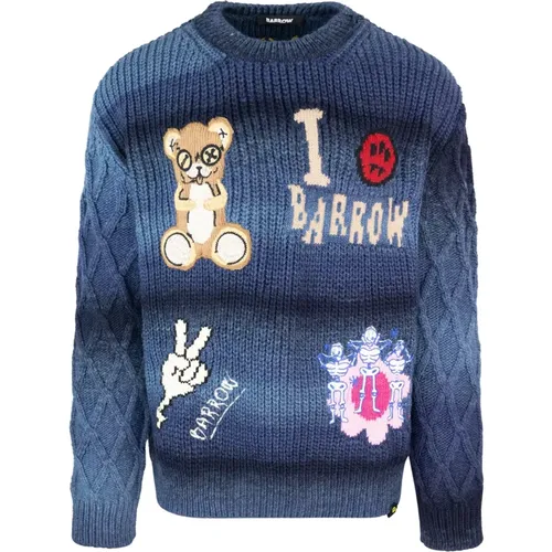 Sweater with Intarsia and Patches , male, Sizes: M, S, XS, L - Barrow - Modalova