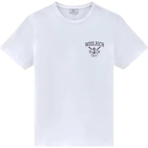 Navy Logo T-Shirt , Herren, Größe: XL - Woolrich - Modalova