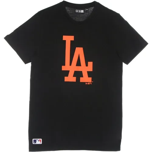 Dodgers Logo Tee Schwarz/Orange , Herren, Größe: L - new era - Modalova