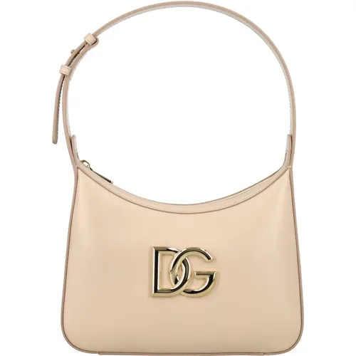 Mondtasche,Hellrosa Schultertasche mit DG-Logo - Dolce & Gabbana - Modalova
