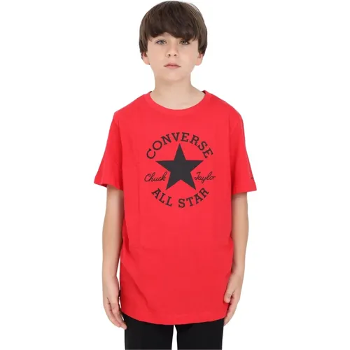 Rotes Logo-Print Kurzarm-T-Shirt - Converse - Modalova