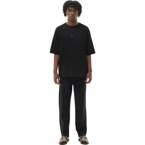 T-Shirt Boxy Bestickt Schwarz , Herren, Größe: L - Filling Pieces - Modalova