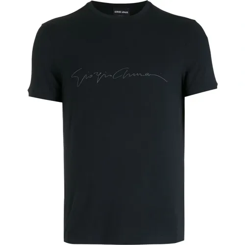 Logo Print T-shirt by , male, Sizes: S - Giorgio Armani - Modalova