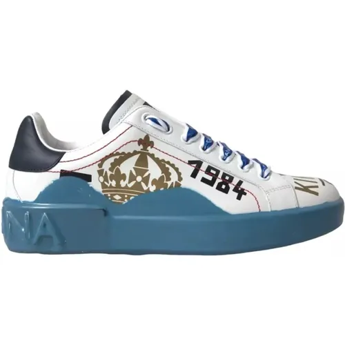 Printed Portofino Low Top Sneakers , male, Sizes: 5 1/2 UK - Dolce & Gabbana - Modalova