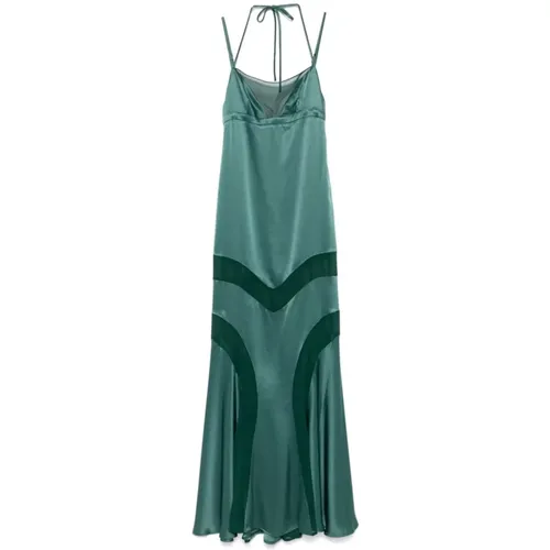 Emerald Satin Slip Dress , female, Sizes: XS, S - pinko - Modalova