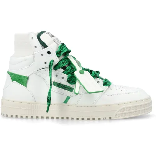 Weiße Grüne High Top Sneakers,Weiße Ledersneakers mit Bicolor-Schnürsenkeln Off - Off White - Modalova