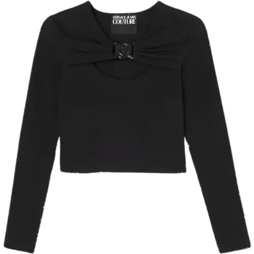 Long Sleeve Crop Top , female, Sizes: XS, M, S - Versace Jeans Couture - Modalova