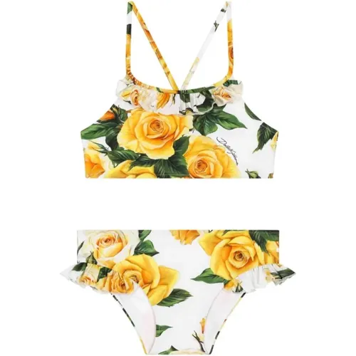 Gelbes Rosen Bikini Kinder Meer Kleidung - Dolce & Gabbana - Modalova