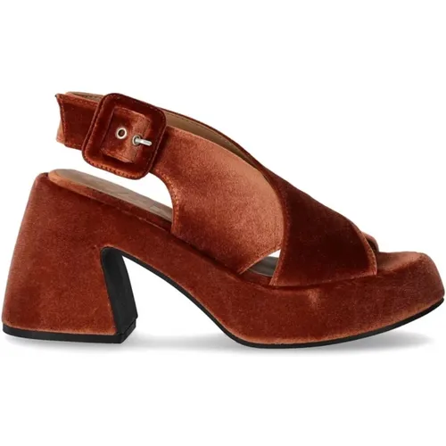 Rote Sandale mit Absatz und Kreuzdetail , Damen, Größe: 39 EU - Ganni - Modalova