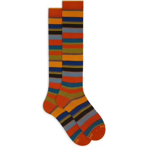 Italienische Mehrfarbige Gestreifte Lange Socken - Gallo - Modalova