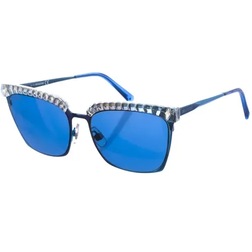 Navy Oval Sunglasses , female, Sizes: ONE SIZE - Swarovski - Modalova