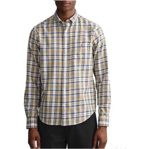 Kariertes Regular Fit Hemd aus weichem Twill , Herren, Größe: L - Gant - Modalova