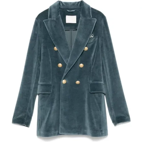 Hellblaue Samt-Blazer Damenjacke , Damen, Größe: XS - Circolo 1901 - Modalova