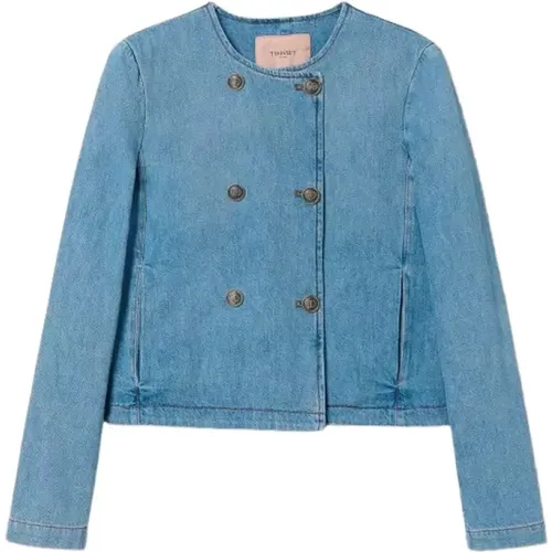 Denim Koreanische Jacke , Damen, Größe: XS - Twinset - Modalova