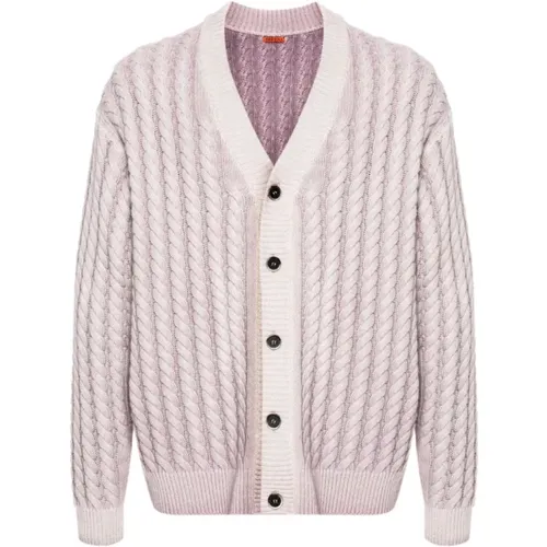 Lila Cardigan Pullover mit V-Ausschnitt , Herren, Größe: L - Barena Venezia - Modalova