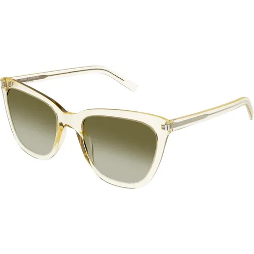 Transparent Gelb/Braun Getönte Sonnenbrille SL 548 Slim , Damen, Größe: 55 MM - Saint Laurent - Modalova