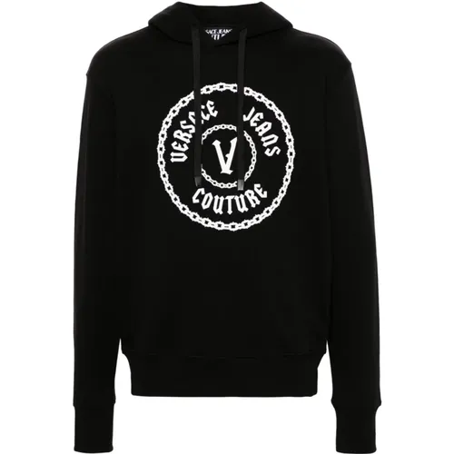 Schwarzer Pullover mit ***cv , Herren, Größe: M - Versace Jeans Couture - Modalova